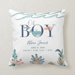 Oh Boy Under the Zee Octopus Baby Geboortestatisti Kussen