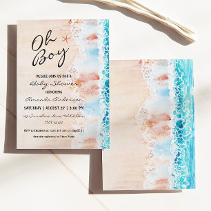 Oh Boy Waterverf Beach Baby shower Kaart