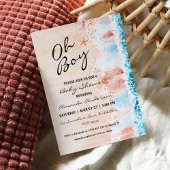 Oh Boy Waterverf Beach Baby shower Kaart