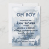 Oh Boy Waterverf Dusty Blue Winter Forest Boy Kaart (Voorkant)