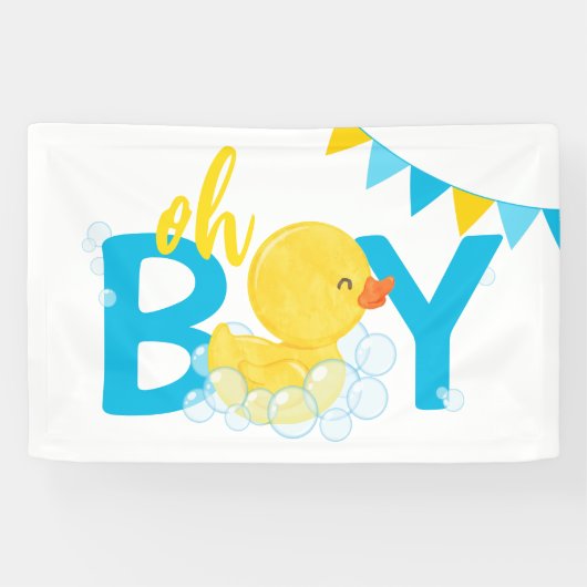 Oh Boy Waterverf Rubber Duck Baby shower Spandoek (Horizontaal)