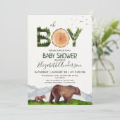 Oh Boy Waterverf Woodland Beer Baby shower Kaart (Staand voorkant)