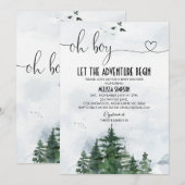 Oh Boy Wilderness Heart Calligraphy Baby shower Kaart (Voorkant / Achterkant)
