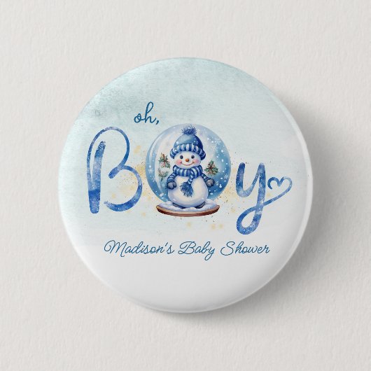 Oh Boy Winter Thema Baby shower Button (Voorkant)