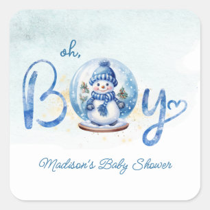 Oh Boy Winter Thema Baby shower Vierkante Sticker