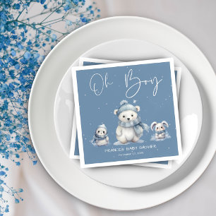Oh Boy Winter Woodland Baby shower bewerkbaar Servet