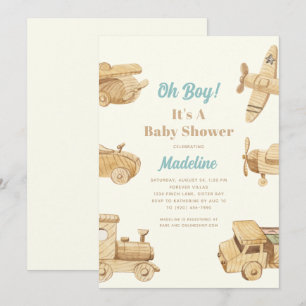 Oh Boy Wooden Toys Baby shower Uitnodiging