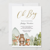 Oh Boy Woodland Animal Baby shower Invitation (Devant)