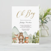 Oh Boy Woodland Animal Baby shower Invitation (Debout devant)