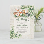 Oh Boy Woodland Animals Baby Shower Invitation (Debout devant)