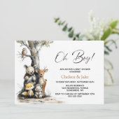 Oh Boy Woodland Animals Baby Shower Invitation (Debout devant)