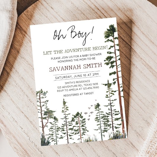 Oh Boy Woodland Baby Shower Kaart