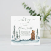 Oh Boy Woodland Bear Baby shower Invitation (Debout devant)