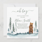 Oh Boy Woodland Bear Baby shower Invitation (Devant)