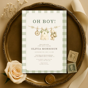 Oh Boy Woodland Teddybeer Waslijn Baby Borrel Kaart