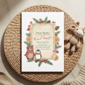Oh Boy Woodland Winter Baby Shower Invitation