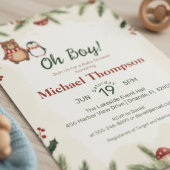 Oh Boy Woodland Winter Baby Shower Invitation
