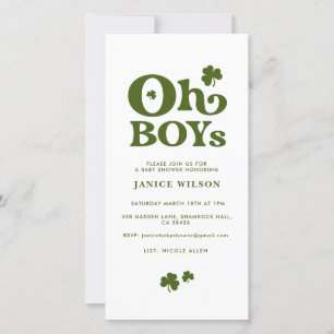Oh Boys Baby shower de la Saint Patrick Invitation