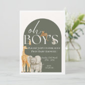 Oh Boy's Safari Animals Baby shower Invitation (Debout devant)