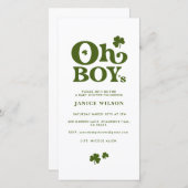 Oh Boy's St. Patrick's Day Baby shower Uitnodiging (Voorkant / Achterkant)