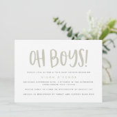 Oh boys twin baby shower invitation (Debout devant)