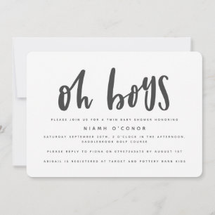 Oh boys twin baby shower uitnodiging