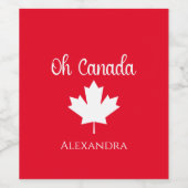Oh Canada | Elegant Maple Leaf Red Wijn Etiket (Enkel label)