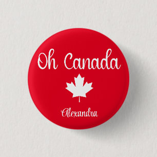 Oh Canada   Elegant Maple Leaf Ronde Button 3,2 Cm