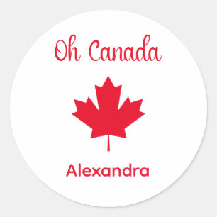 Oh Canada Elegant rood esdoornblad Ronde Sticker