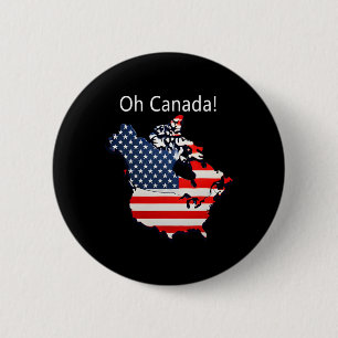 Oh Canada Funny Trump Canada USA Kaart De 51-er ja Ronde Button 5,7 Cm