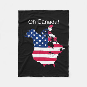 Oh Canada Grappige Trump kaart van de VS 2 Fleece Deken
