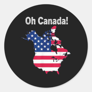 Oh Canada Trump Kaart van de Vlag van de V.S. Half Ronde Sticker