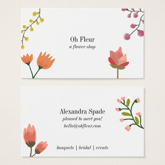 Oh Carte De Visite De Fleuriste De Fleur Zazzle Be