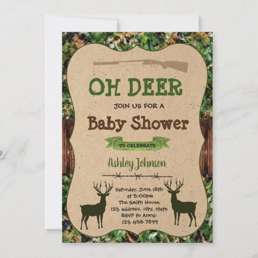 Oh cerf baby shower invitation (Devant)