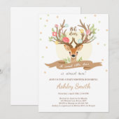 Oh cerf baby shower invitation Woodland Antlers (Devant / Derrière)