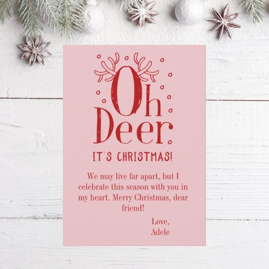 Oh cerf carte de vacances de Noël à plat