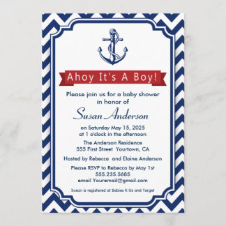 Oh ! C'est un garçon ! Invitation de baby shower