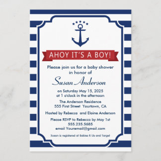 Oh ! C'est un garçon ! Invitation de baby shower