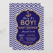 Oh c'est un garçon ! Invitation nautique de baby (Devant / Derrière)