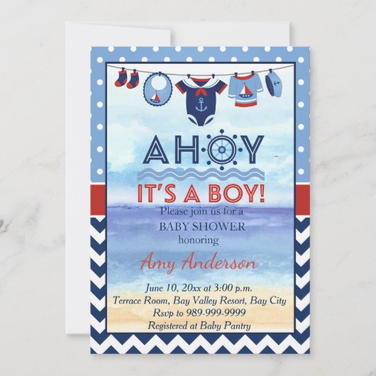 Oh c'est une invitation de baby shower de garçon (Devant)