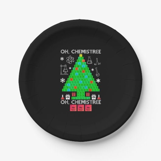 Oh Chemistree Chemist Tree Funny Science Kerstmis Papieren Bordje (Voorkant)