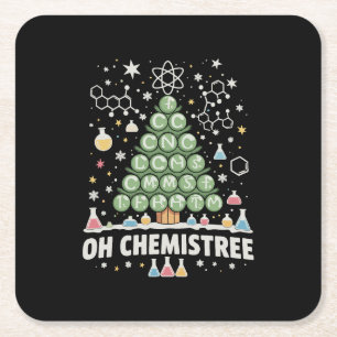 Oh Chemistree Periodiek Systeem Chemie Kerstmis Vierkante Kartonnen Onderzetter