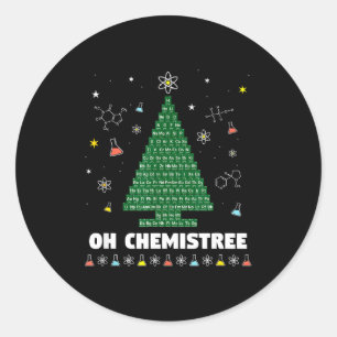 Oh Chemistree Periodiek Systeem Scheikunde Kerstma Ronde Sticker