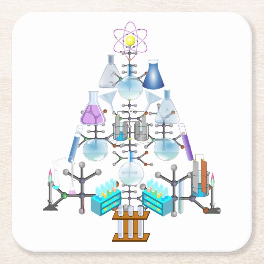 Oh Chemistry, Oh Chemist Tree Vierkante Kartonnen Onderzetter (Voorkant)