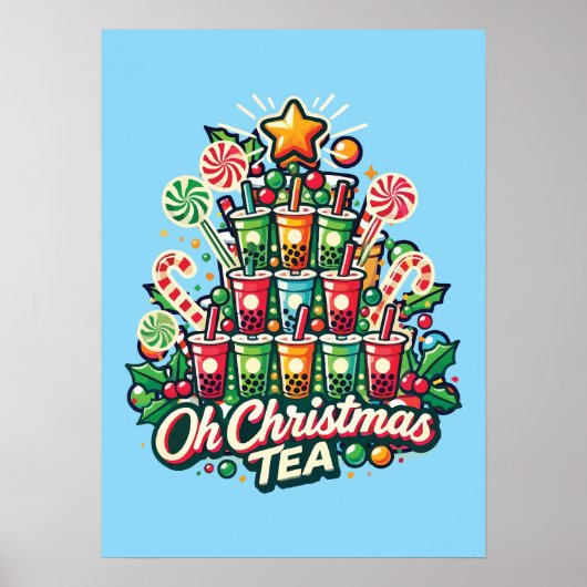 Oh Christmas Tea - Grappige Boba Bubble Tea Vakant Poster (Voorkant)