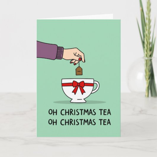 Oh Christmas Tea Pun Funny Holiday Greeting Card Kaart (Voorkant)