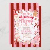Oh Christmas Three 3rd Birthday Invitation (Devant / Derrière)