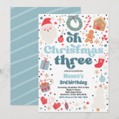 Oh Christmas Three Christmas 3rd Verjaardagsfeest Kaart (Voorkant / Achterkant)