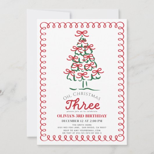 Oh Christmas Three Green Tree 3rd Birthday Kaart (Voorkant)