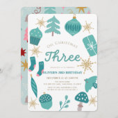 Oh Christmas Tree Holiday Green 1st Birthday Kaart (Voorkant / Achterkant)